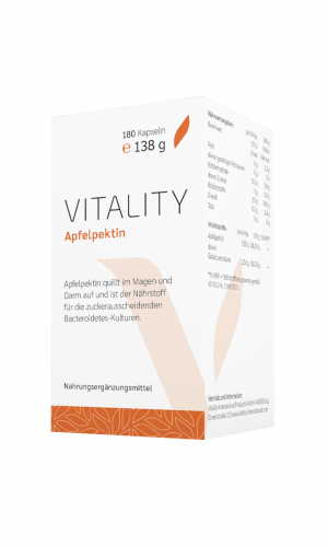 VITALITY Apfelpektin / Futter für die „Figurschmeichler“-Bakterien / 180 Kapseln