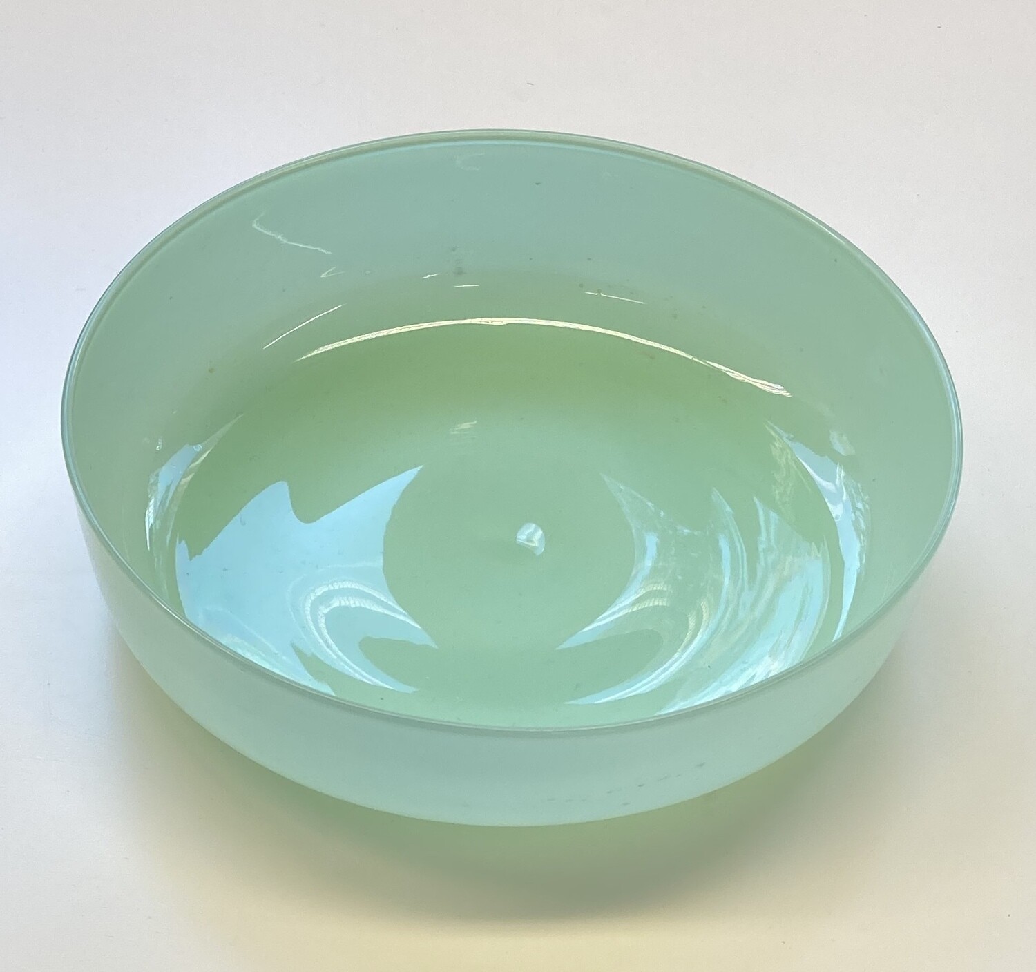 Green glass fruit bowl