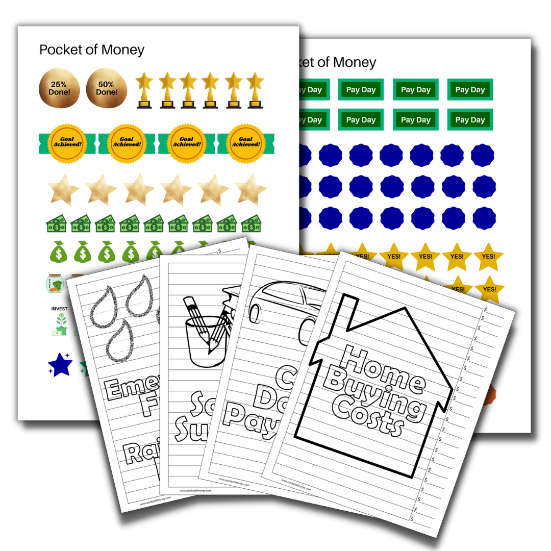 Bundle: Pocket of Money Planner Stickers and Tracking sheets