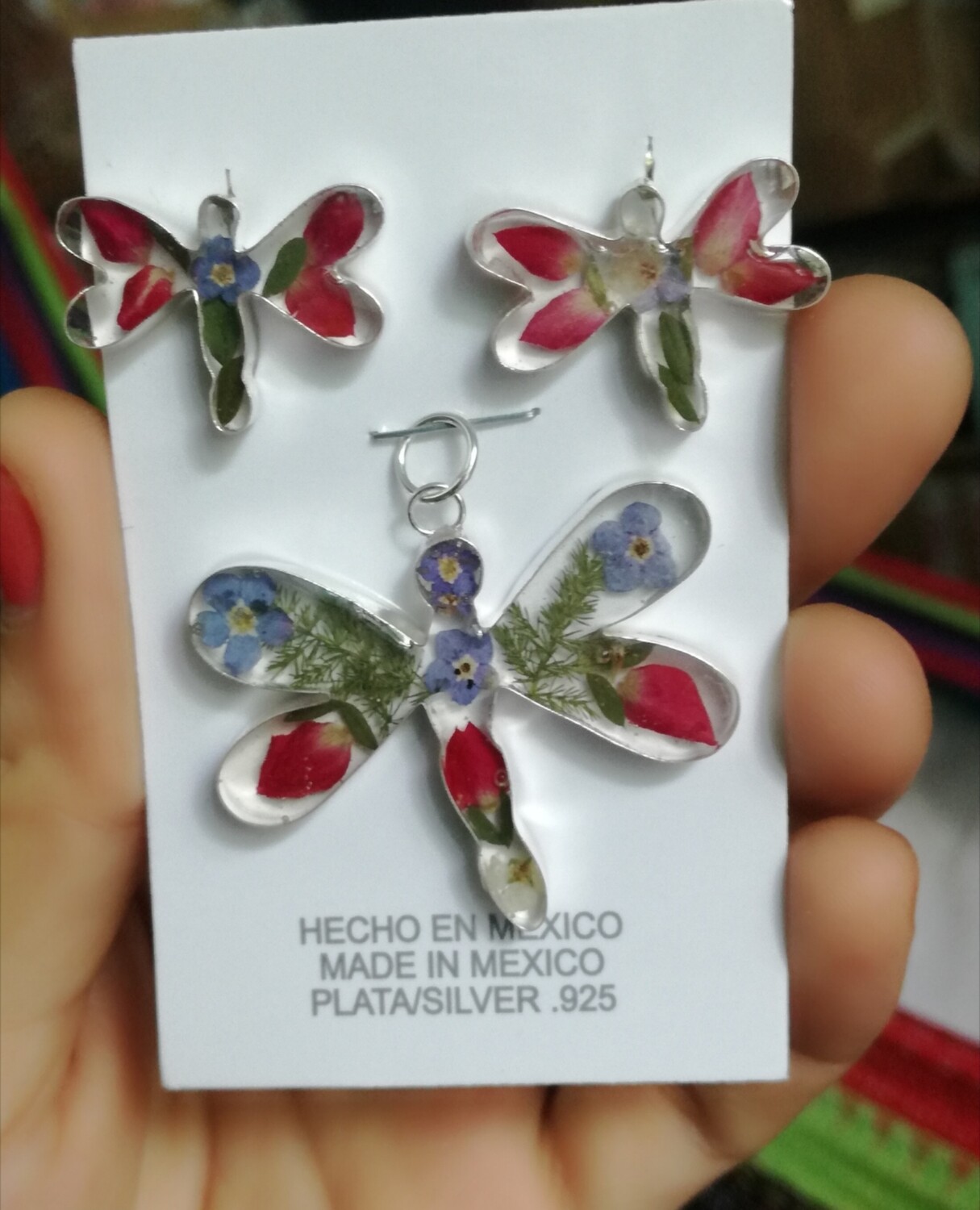 Conjunto dije y aretes libélula