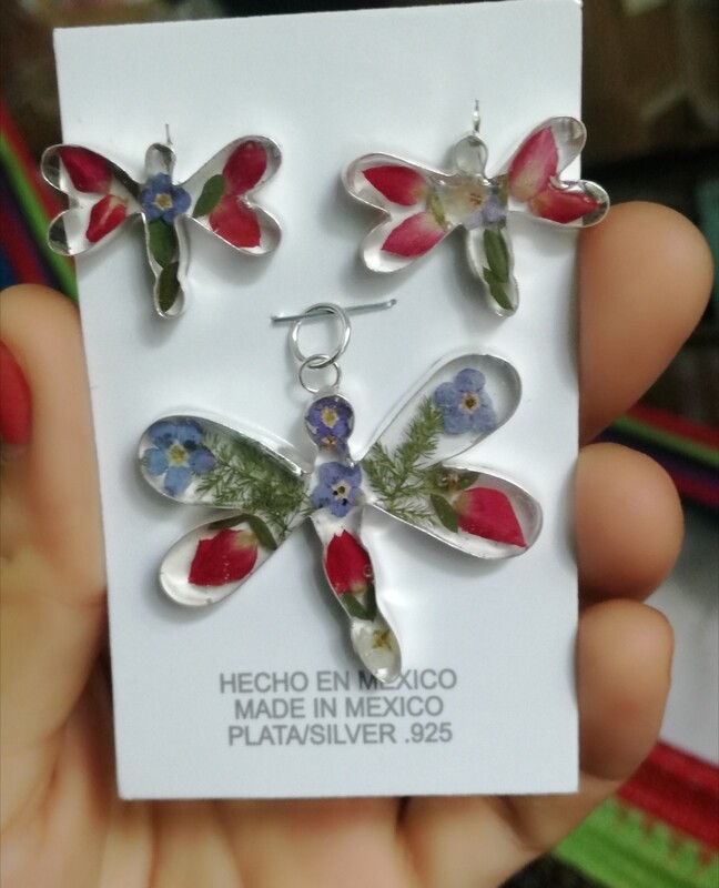 Conjunto dije y aretes libélula