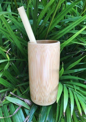 Bamboo cup with bamboo straw