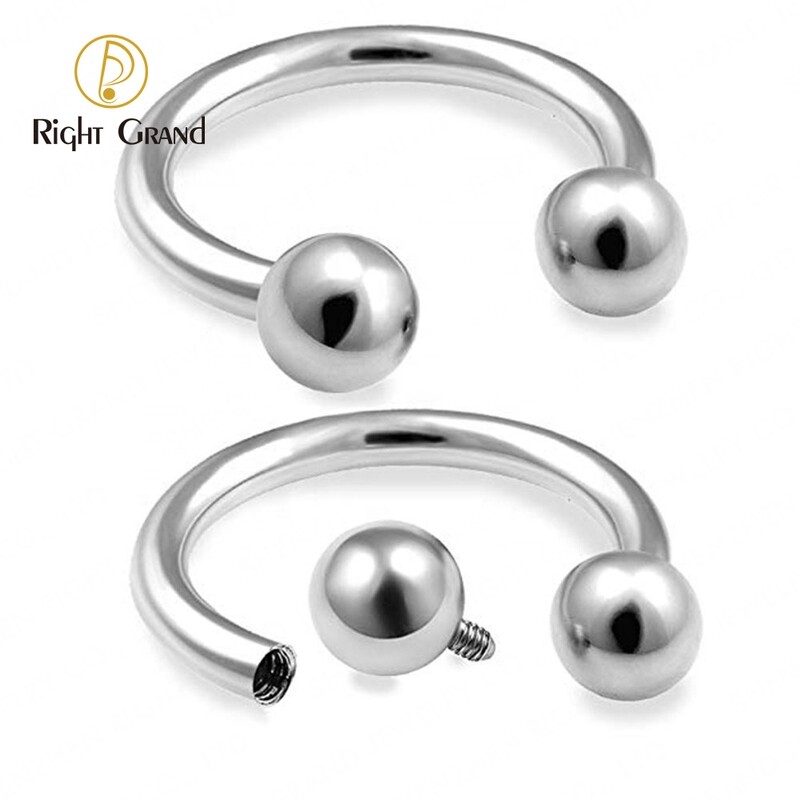 Right Grand Implant Grade Internally Threaded Titanium Horseshoe Circular Barbells Body Jewelry