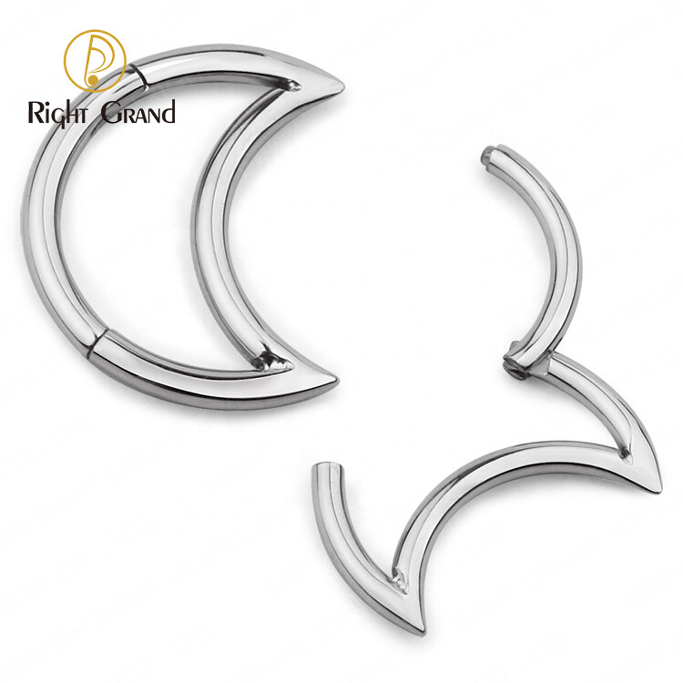 Right Grand Implant Grade ASTM F136 Titanium Mirror Polish moon Shape Nose Clicker
