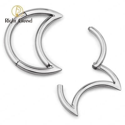 Right Grand Implant Grade ASTM F136 Titanium Mirror Polish moon Shape Nose Clicker