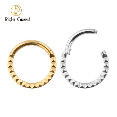 Right Grand 16G Implant Grade Titanium Daith Piercing Mirror Polish Pyramid Hinged Nose Clicker