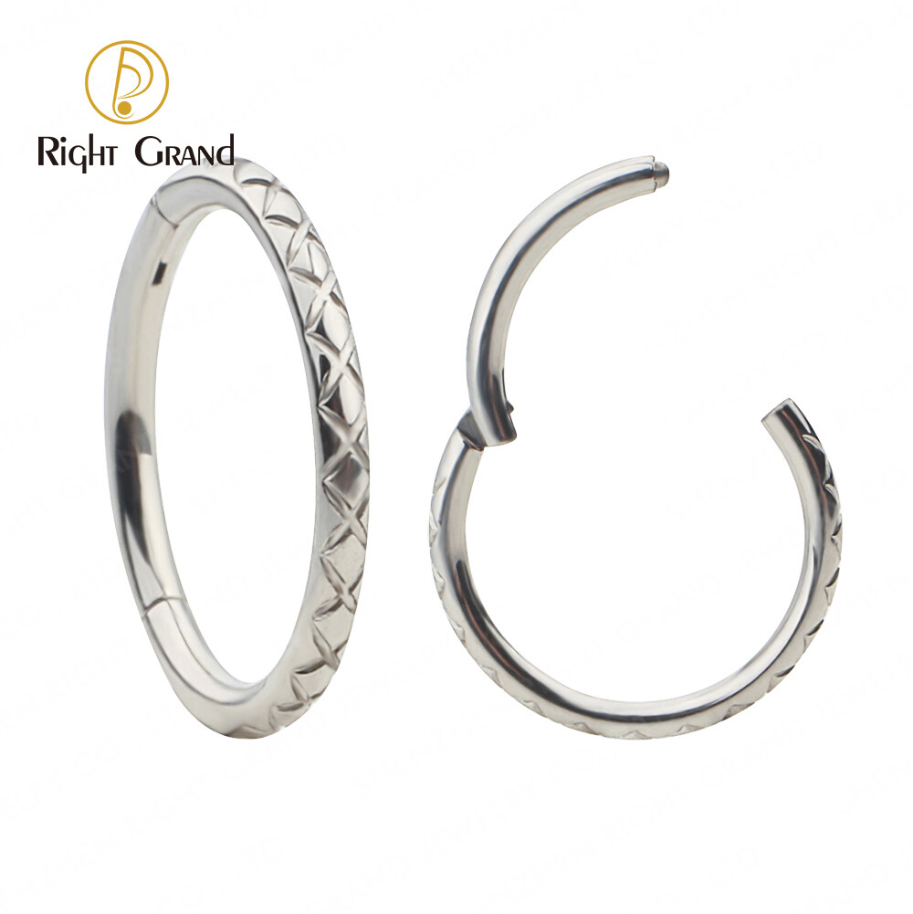 Right Grand ASTM F136 Titanium 16G Mirror Polish Hinged Conch Piercings