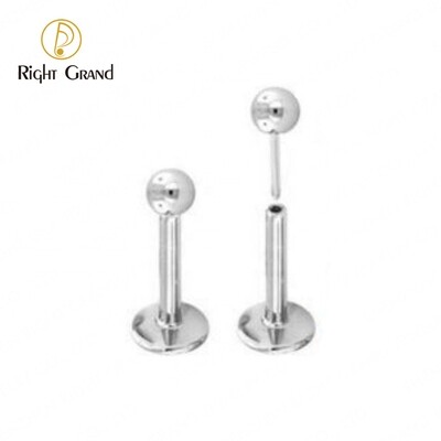 Right Grand 16G Implant Grade Titanium Threadless Push in Labret Flat Back Studs with One Ball Top