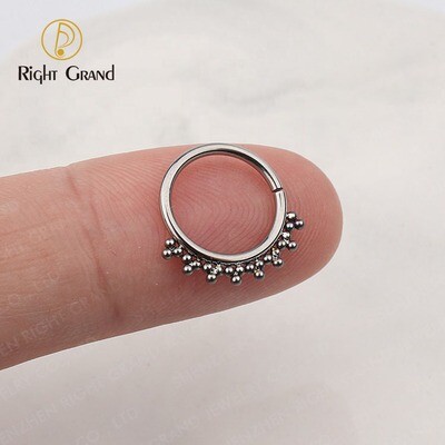 Titanium ASTM F136 Implant Grade Mirror Polish Beads Seamless Ring