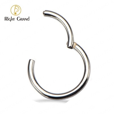 Right Grand Mirror Polish Titanium ASTM F136 Implant Grade Plain Classic Hinged Septum Clicker Nose Rings