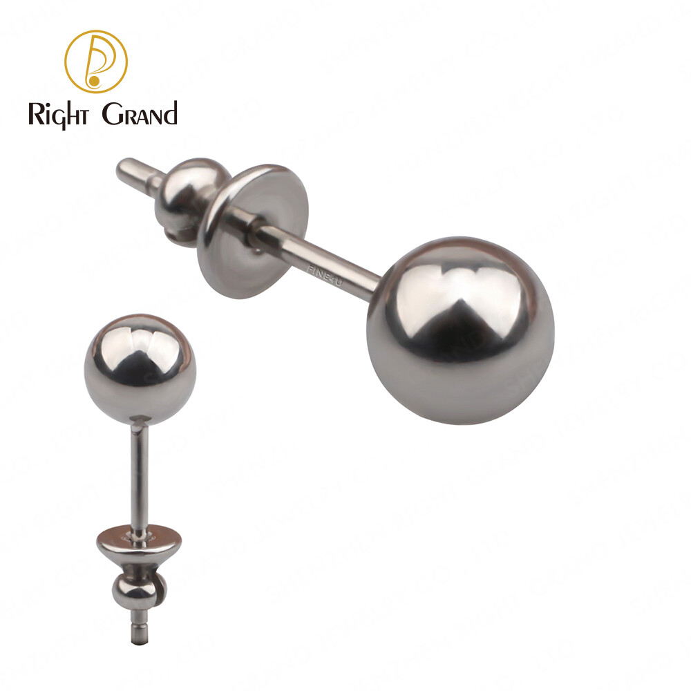 Right Grand Mirror Polish Implant Grade ASTM F136 Titanium 3mm 4mm 5mm Ball Earring Studs