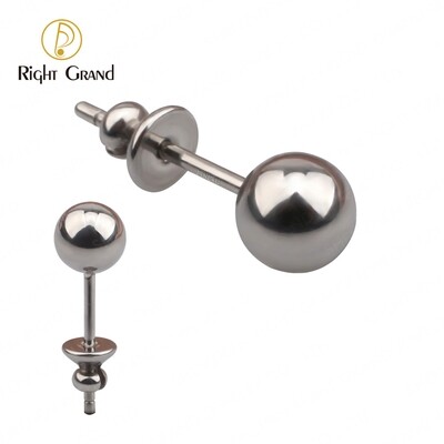 Right Grand Mirror Polish Implant Grade ASTM F136 Titanium 3mm 4mm 5mm Ball Earring Studs