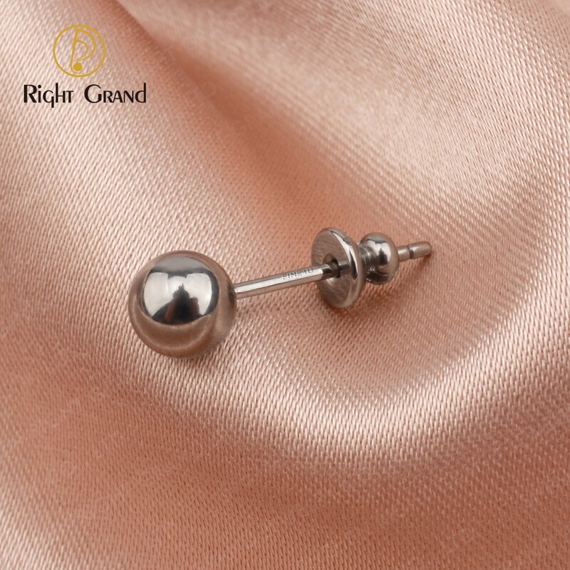 Right Grand Mirror Polish Implant Grade ASTM F136 Titanium 3mm 4mm 5mm Ball Earring Studs
