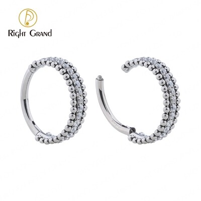 Right Grand ASTM F136 Implant Grade Titanium Double Layers Beads With The Middle CZ Lined Conch Piercings