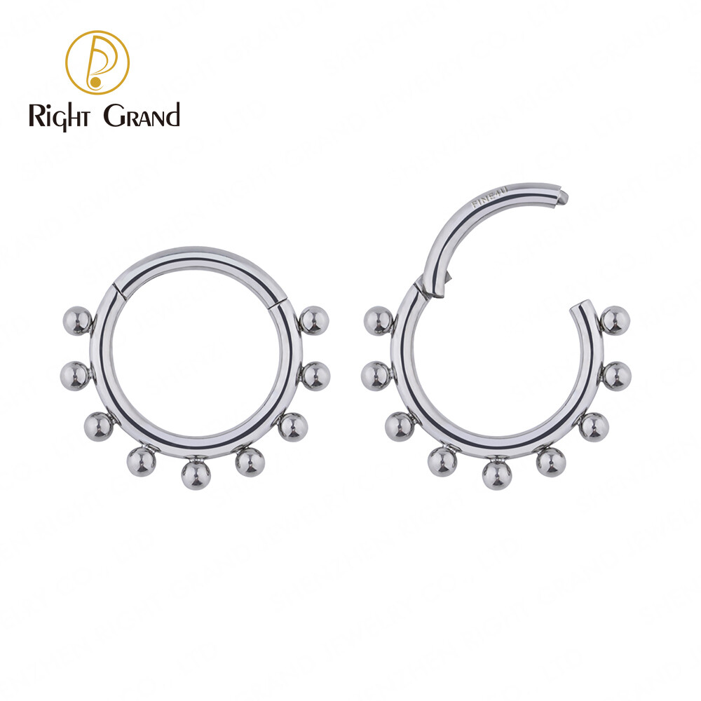 Right Grand Mirror Polish ASTM F136 Titanium Beads Nose Clicker