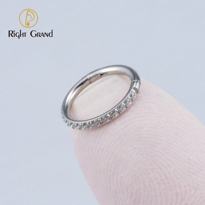 Right Grand 316L Surgical Steel Side Prong Set Half Circle  Cubic  Zircon Nose Cilcker Conch Piercing