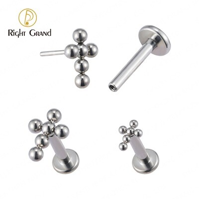 Titanium ASTM F136 Threadless Push Pin Beads Mini Cross Traugs Helix Piercings