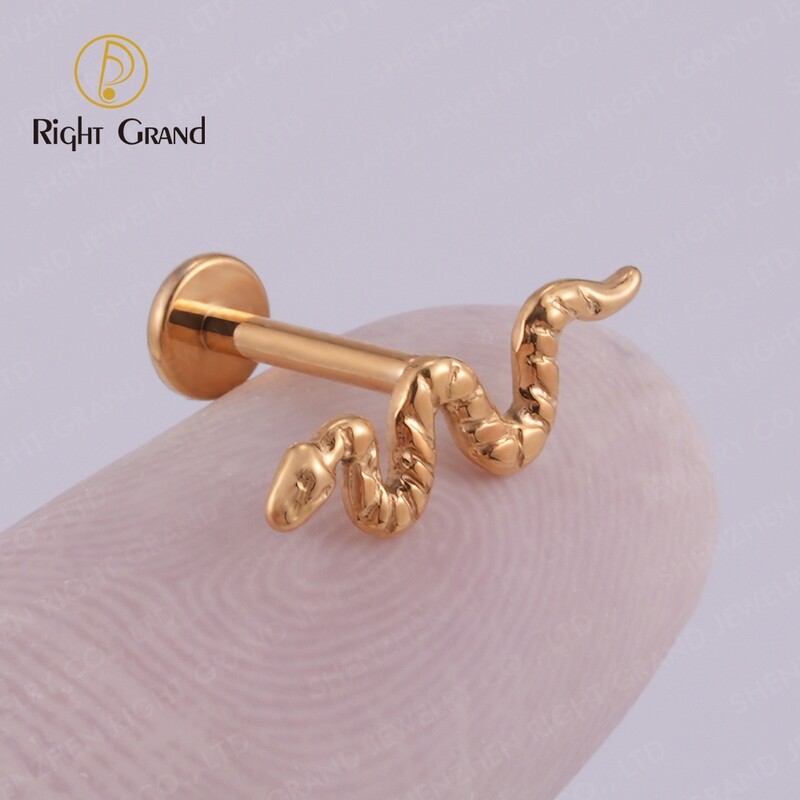 Right Grand ASTM F136 Titanium Implant Grade Internal thread Snake Labret Tragus Piercings