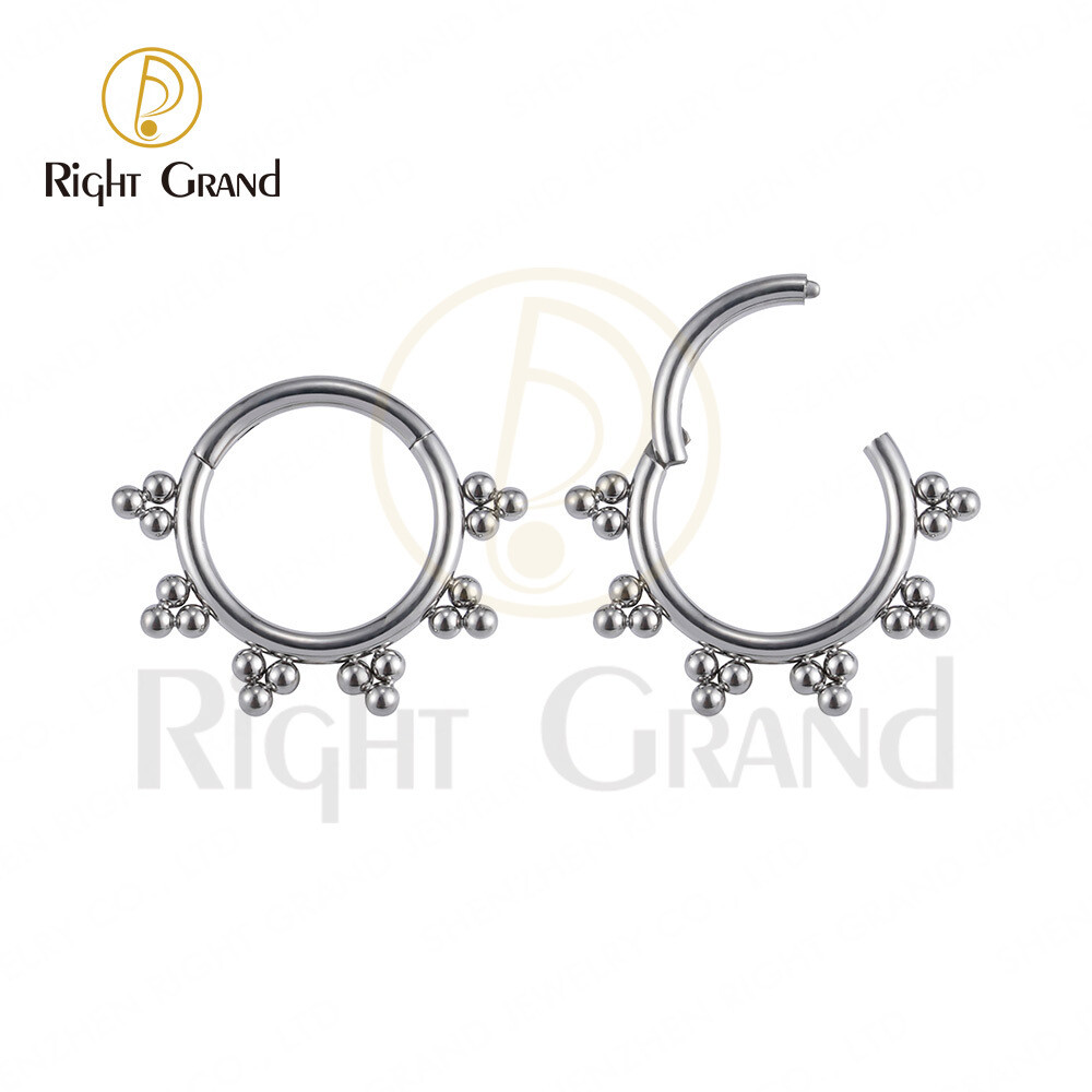 Titanium ASTM F136 Tiny Beads Hinged Segment Nose Clicker