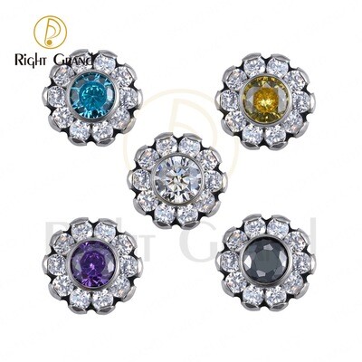 Right Grand ASTM F136 Implant Grade
Titanium Flower Claw Setting Zircon Labret Top Helix Cartilage piercings Jewelry