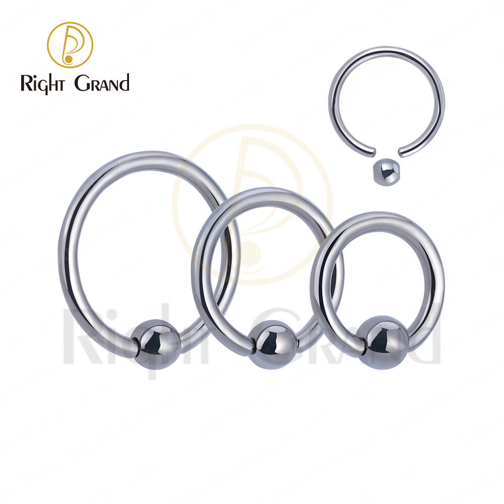 Right Grand 16G ASTM F136 Titanium Implant Grade Captive Bead Ring