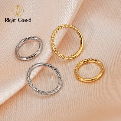 Right Grand 16G Implant Grade Titanium Daith Piercing Mirror Polish Braided Hinged Nose Clicker