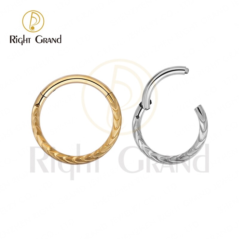 Right Grand 16G Implant Grade Titanium Daith Piercing Mirror Polish Braided Hinged Nose Clicker