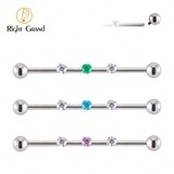 Right Grand 14G Titanium Internal Thread Prong Set Clear Zircon Industrial Barbell