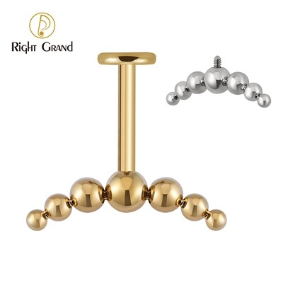 Right Grand ASTM F136 Titanium  Internally Threaded Balls Cluster Vertical Cartilage Tragus  Helix Piercing Jewelry