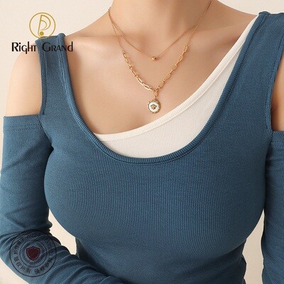 Right Grand 2022 Fashion Women White Shells Bee Pendant Necklace Earrings Stainless Steel Gold Plated Jewelry Set