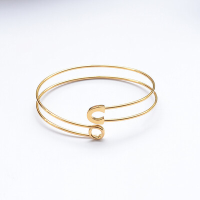 Right Grand Retro Minimalist Jewelry Stainless Steel Oval Paper Clip Splicing Open Bangle Bracelet And Ring Set For Women