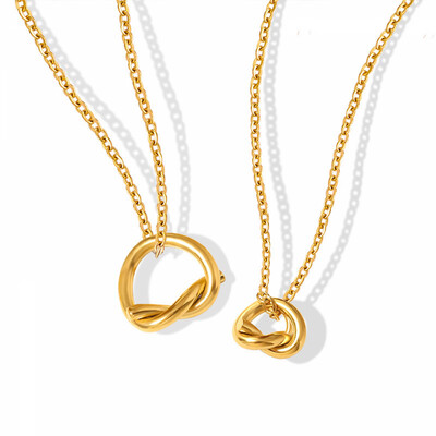 Right Grand Unique Styles Stainless Steel Gold Hollow Round Love Knot Pendant Necklace