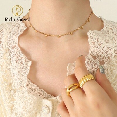 Right Grand Stainless Steel Simple Bead Choker Necklace for Party Jewelry