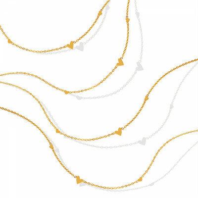Right Grand Trendy Minimalist Fashion Jewelry Women Delicate Dainty Gold Plated Stainless Steel Tiny Triple Heart Necklace