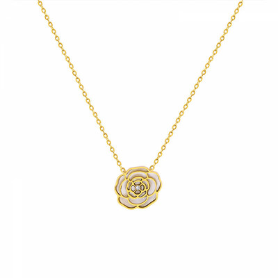 Right Grand Trend Fashion Women Luxury 18k PVD Gold Plated Stainless Steel Rose Flower Pendant Necklace