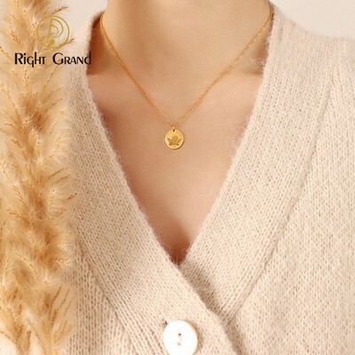 Right Grand  2023 Fashion Light Luxury Stainless Steel Angel Round Coin Pendant Necklace