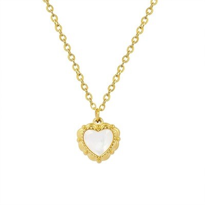 Right Grand New Fashion Vintage Delicate Women Fashion Gold Plated Stainless Steel White Shell Love Heart Pendant Necklace
