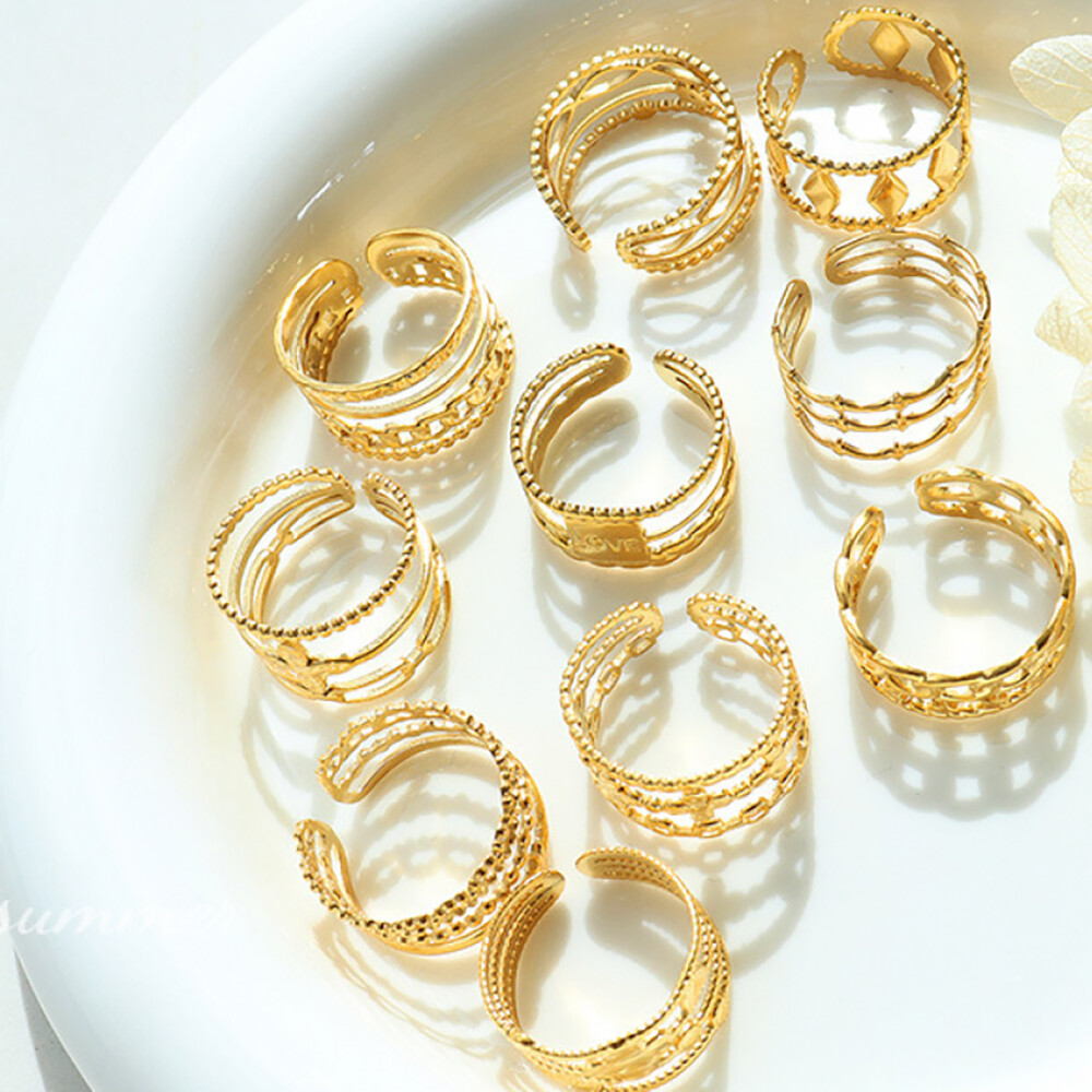 Gold Plating Adjustable Ring for Women Fashion Finger Rings Design