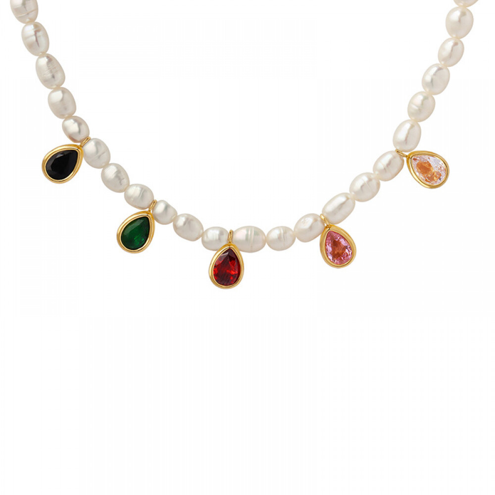 Right Grand New Fashion High Quality Collana Perle Water Drop Pendant Birthstone Crystal Custom Baroque Freshwater Pearl Necklace