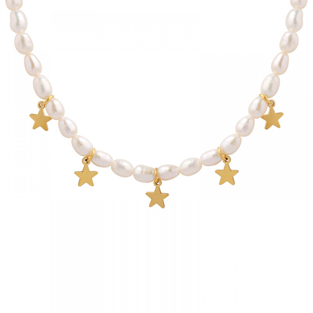 Right Grand New Fashion Jewelry Women 18K Gold Plated Custom Dangle Pendant Star Freshwater Pearl Necklace
