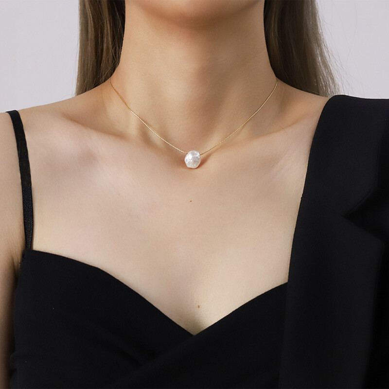 Right Grand Fashion Trendy Romantic Luxury Niche With Imitation Baroque Pearl Necklace Women Necklace Jewelry, color: 18K Gold, size: Plastic Pearl