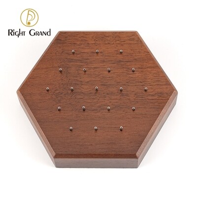 Right Grand Hexagon Shape Black Solid Walnut Wood Display For 14G 16G Body Jewelry with 19 Posts