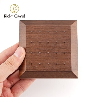 Right Grand Black Walnut Solid Wood Display Stand for 16G 14G Body Piercing Jewelry with 20 Posts