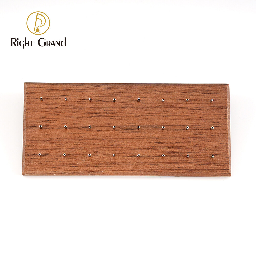 Right Grand Black Walnut Solid Wood Display Stand for 16G 14G Body Jewelry Display with 24 Posts