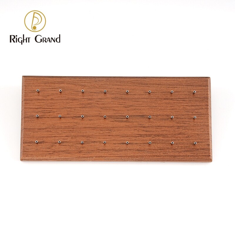Right Grand Black Walnut Solid Wood Display Stand for 16G 14G Body Jewelry Display with 24 Posts