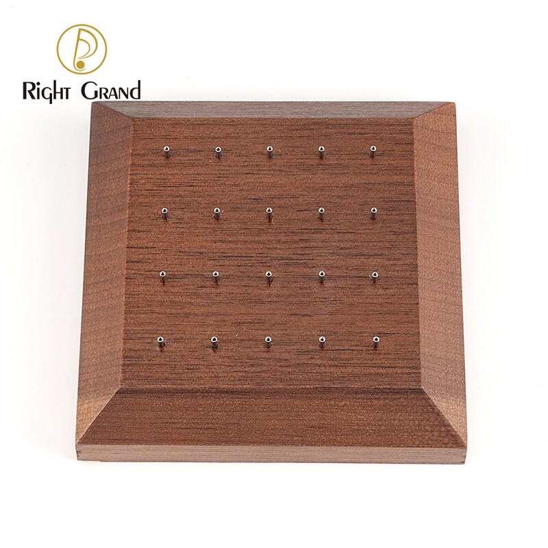 Right Grand Black Walnut Solid Wood Display Stand for 16G 14G Body Piercing Jewelry with 20 Posts