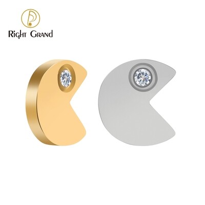 Right Grand ASTM F136 Titanium CZ Eye Labret Stud Earring Helix Tragus Piercing Top