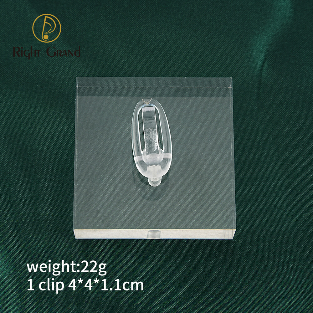 Right Grand Clear Polished Acrylic Square Rectangle Nose Ring Clicker Hoop Earring Piercing Jewelry Display Holder Stands, Color: Clear Transparent, Size: 4*4*1.1cm (1 Clip)