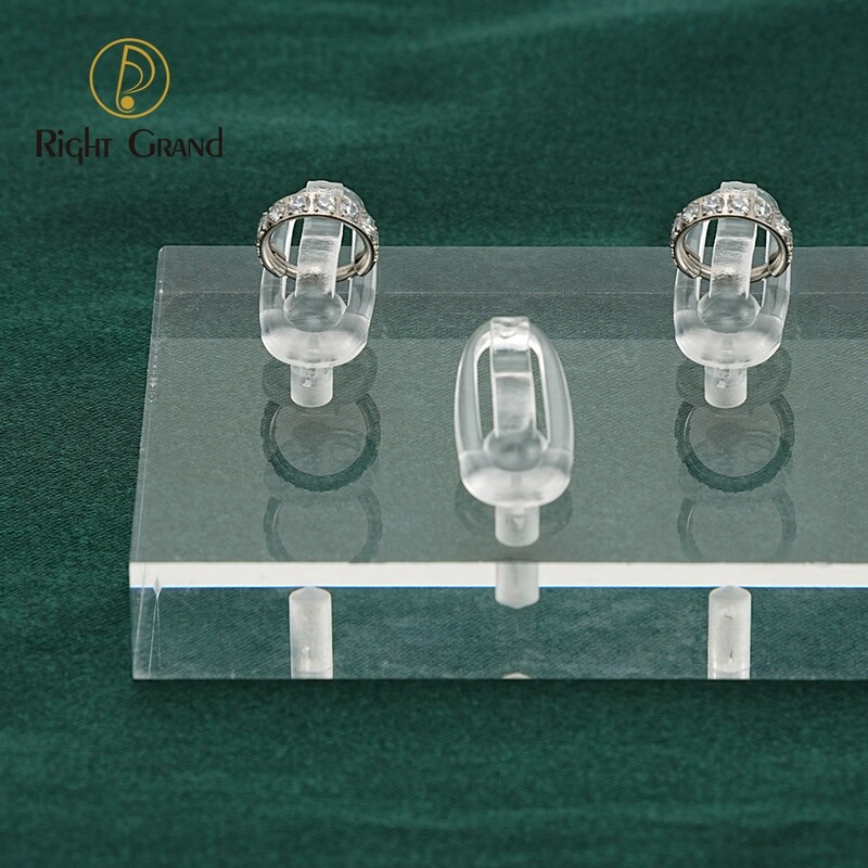 Right Grand Clear Polished Acrylic Square Rectangle Nose Ring Clicker Hoop Earring Piercing Jewelry Display Holder Stands