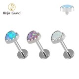 Right Grand ASTM F136 Titanium Internal Thread Love Heart Opal Labret Helix Tragus Conch Medusa Lip Ring Cartilage Monroe Ear Piercing Jewelry